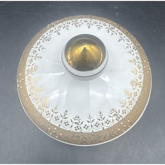 VTG Lefton Vanity Set 1752 White Hand Painted w/ Gold Trim Powder Vases/Bottles - Picture 3 of 12